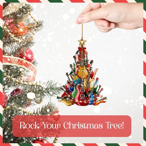 Guitar Christmas Tree Ornament ? Rockin¡¯ Acrylic Tree Decoration, Music Ornaments for Christmas, Musical Instrument Ornament, Funny Gift for Guitar Player, Music Enthusiasts, Teacher Keepsake