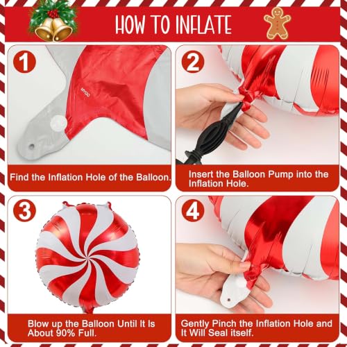 Jenlion 106Pcs Christmas Balloon Arch Kit with Large Mylar Foils - Light Green, Red, Dark Green