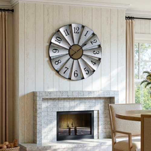 Vantic 30'' Windmill Large Wall Clock, Distressed Metal Clock