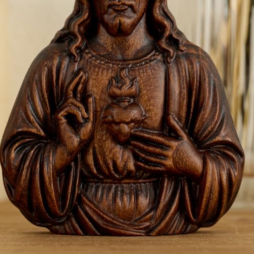 bgcarpenter Handmade Sacred Heart of Jesus Statue Wall Decor - 8 Inch | Art Deco Variation