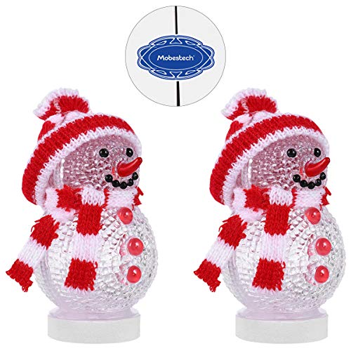 Mobestech 2pcs Christmas Lights USB Snowman Lights USB Charging Night Light Christmas Decoration for Living Room Nursery Room