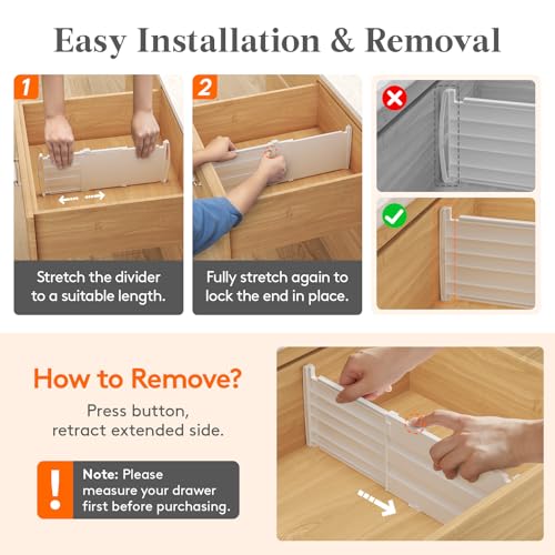 Lifewit 6-Inch Tall Adjustable Drawer Dividers - Deep Closet Organizer, 9 Pack, 11.5-18.5 Inch