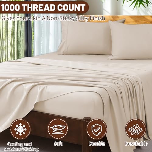 Overket Extra Deep Pocket King Sheets 18-24 Inch Linen 1000 TC Egyptian Cotton