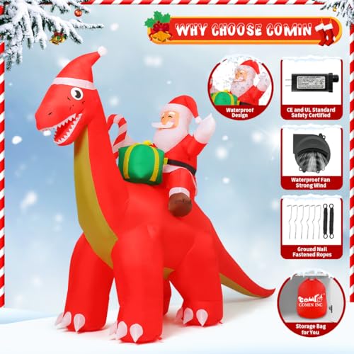 8.5ft Santa Riding Dinosaur Christmas Inflatable Outdoor Decor
