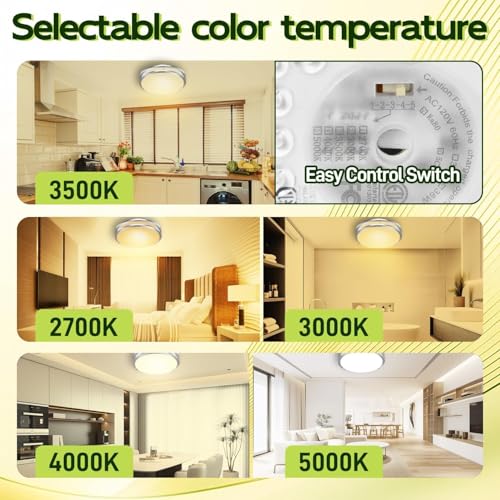 Hykolity 16-Inch Brushed Nickel Dimmable LED Flush Mount Ceiling Light - 2200LM