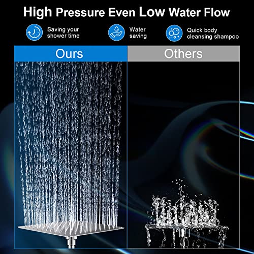 PinWin 10 Inch Chrome Rain Shower Head & 11 Inch Extension Arm - High Pressure Handheld Combo