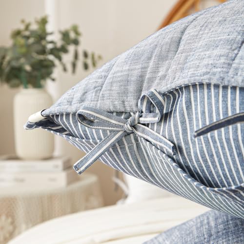 Denim Blue King Size Quilt Set - 3 Pieces Cotton Bedspread with Pillow Shams