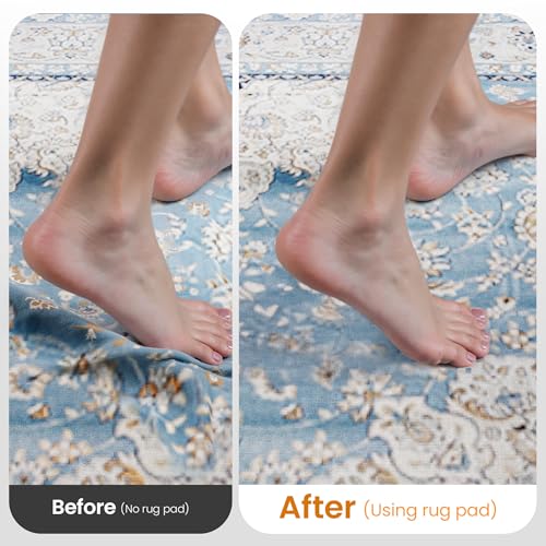 White Non-Slip Rug Pad 6x9 Ft - Thick Cushion & Floor Protector
