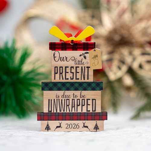 Our Little Present is Due to be Unwrapped Ornament, Expecting Parents Ornaments, Pregnancy Announcement Ornament for Family, Expecting Baby Christmas Ornaments Keepsake (Little Present 2026)