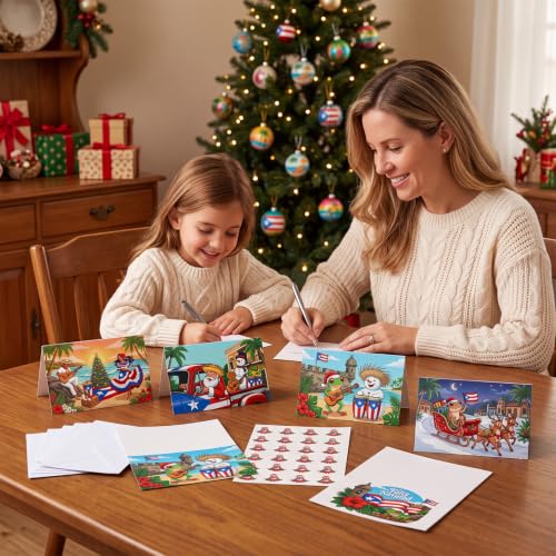 Puerto Rico Christmas Greeting Cards Set - Feliz Navidad Cultural Holiday Stationery