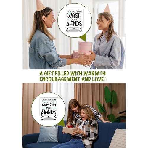 Rustic Wooden Plaque Sign, 'Don't Be Gross Wash Your Hands', Farmhouse Home Office Bathroom Restroom Toilet Desk Shelf Decorations -02