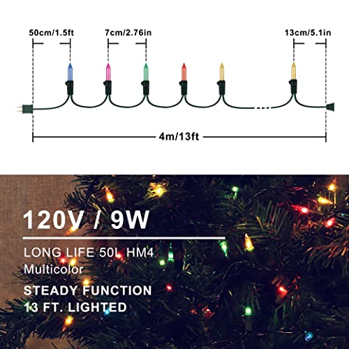 Hopolon 2 Pack Multicolor Easter String Lights, 50 LEDs, Green Wire, 13FT