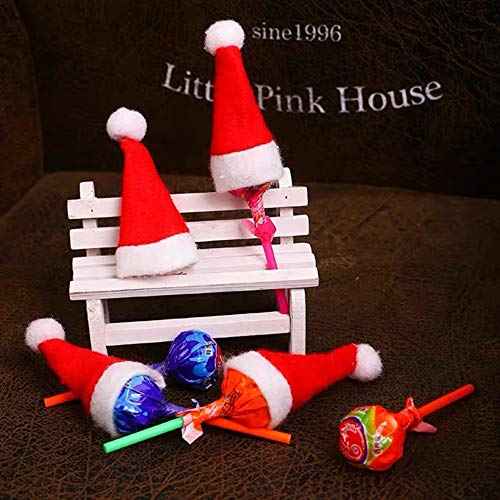 HANSGO Mini Santa Hat Cup Bottles Cover, 24PCS Christmas Santa Hats Silverware Holders Xmas Silverware Holder for Cristmas Table Setting