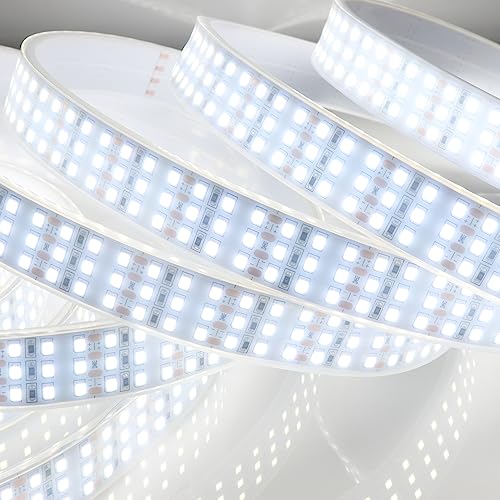 16.4Ft Waterproof LED Strip Lights - Daylight White 6000K, Cuttable & Linkable