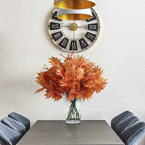 Sggvecsy Artificial Fall Maple Leaves Branches Autumn Fake Shrubs Silk Maple Leaf Bushes Autumn Faux Plants Fall Leaves Stem for Indoor Outdoor Home Table Centerpieces Thanksgiving Decoration, 4 Pcs