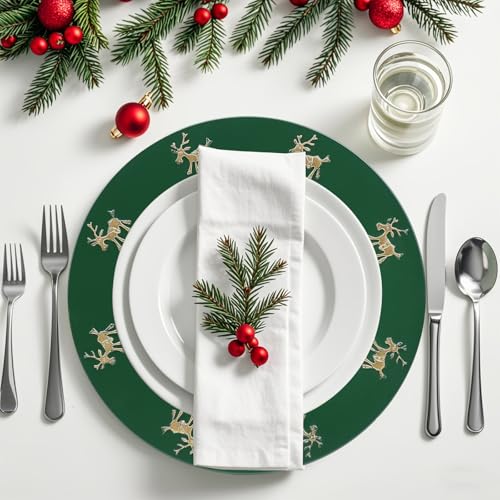 Omuriko 6-Pack Christmas Reindeer Green Plastic Charger Plates 13" XL6GR