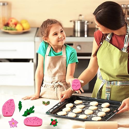 Holly Leaf Silicone Mold Set 3-Pack for Fondant, Chocolate & Candy Christmas Decorations