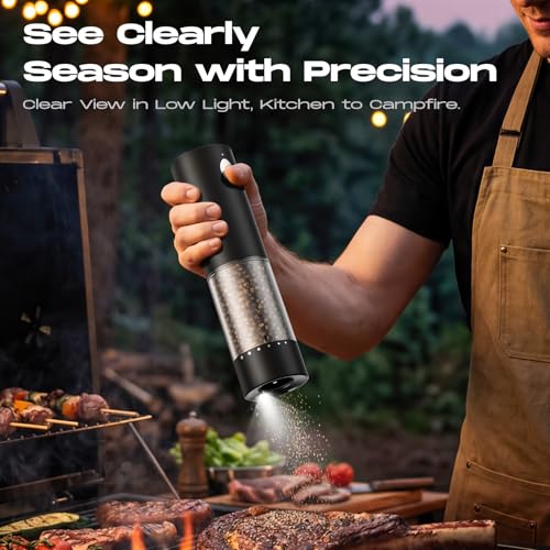 Rechargeable Electric Salt and Pepper Grinder Set with Adjustable Coarseness