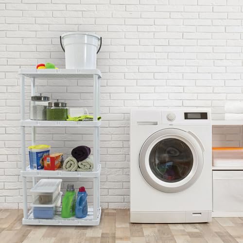 Gracious Living 4-Pack White Storage Shelves & Racks, 4 Solid Fixed-Tier Units