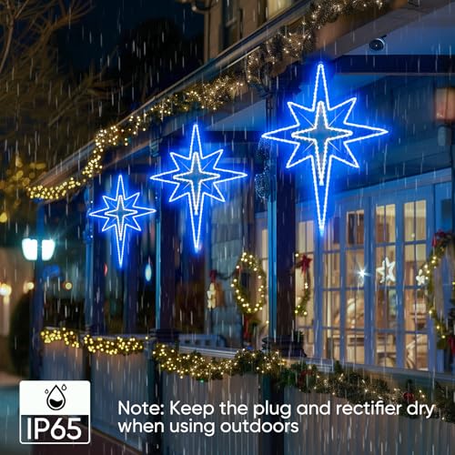 Bethlehem Star LED Light Sign, 43-Inch, Blue – Static Blue Light, Outdoor Christmas Decor