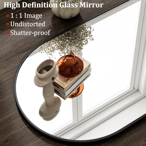 HARRITPURE 20x30 Inch Black Arched Wall Mirror - Bathroom Vanity, Anti-Corrosion Frame