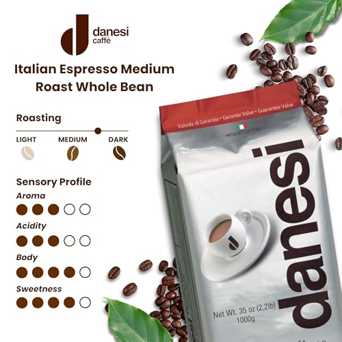 D DANESI CAFFÈ Whole Bean Coffee Classic Medium Roast 2-Pack (35.2 oz Each)