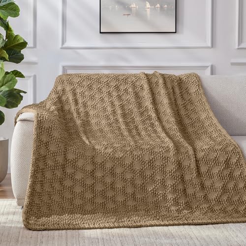 Anysay Beige Chunky Knit Weighted Blanket 60''x80'' 20lbs for Adults