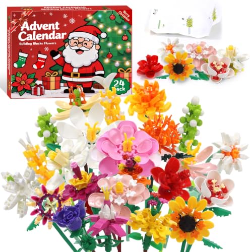 Flower Advent Calendar 2026 – 24-Day Christmas Countdown Building Set for Kids & Adults