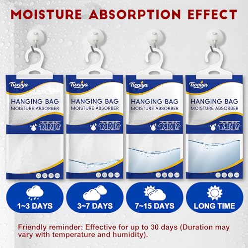 TUXIYA Moisture Absorbers 30 Pack,Hanging Closet Dehumidifier Bags