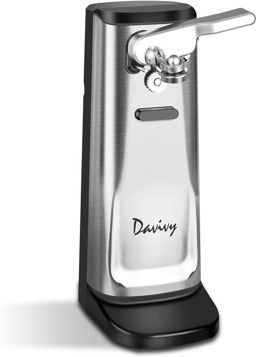 Davivy Electric Can Opener - 3-in-1 Design with Removable Stainless Steel Cutter | Black & Stainless Steel