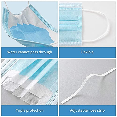 2000 PCS Bulk Blue Face Masks (40 Packs, 50pcs/Pack), Non Woven Thick
