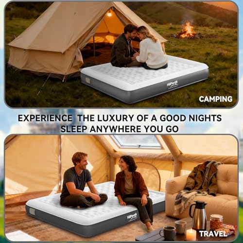 HiiPeak Queen Air Mattress with Built-in Wireless Pump 74.8x59x8.66 Inch, TPU Sleep Bed