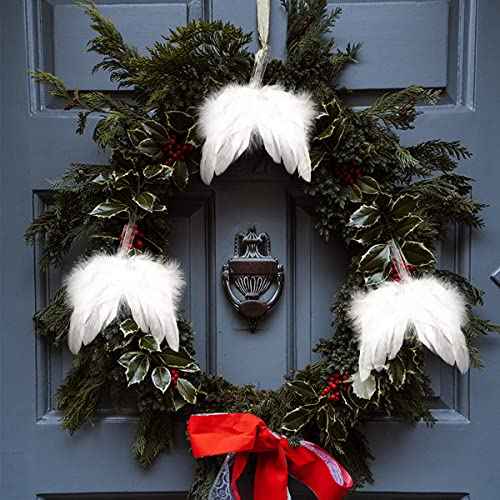 15PCS Angel Feather Wings Ornament White Angel Wing Ornament for Crafts Christmas Tree Mini Hanging Angel Wings Ornament for Christmas Tree Decor Weeding Party (15, White)