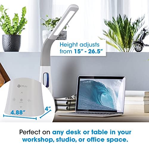OttLite White LED Desk Lamp with Bladeless Fan, Adjustable Brightness & Color Modes