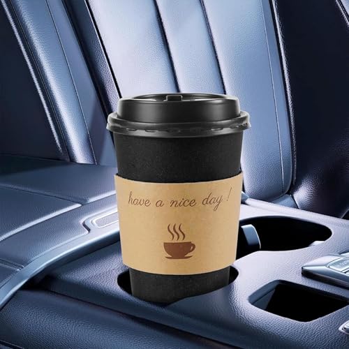 Clawsoff 100 Pack 16 oz Disposable Coffee Cups with Black Lids & Sleeves