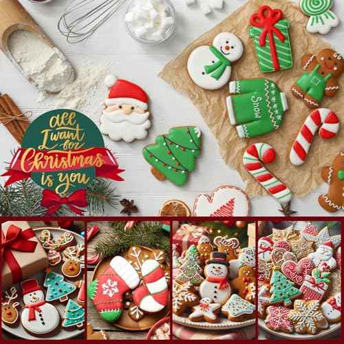 Christmas Cookie Cutters, 11 pieces Cookie Cutters Shape Set Stainless Steel Biscuit Cutters Mold with Snowflake, Snowman, Bell and More for DIY Christmas Food Party Baking Decorations Supplies