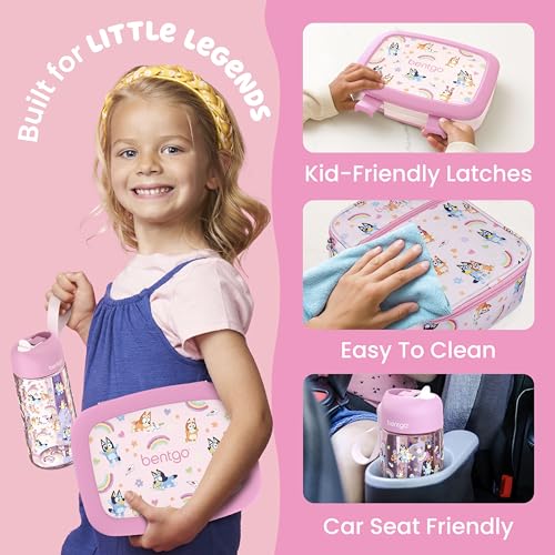 Kids Lunch Set with Bluey - Heart & Crafts 3-Piece Bento Box & Accessories - Leak-Proof, Insulated, Toddler Friendly