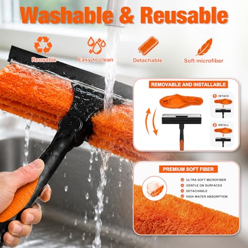 LAANPOLE 26FT Window Squeegee with 20FT Telescoping Extension Pole, 2-in-1 Home & Outdoor Cleaning Kit