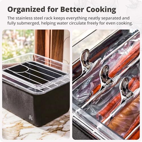 Clear Container with Black Insulated Sleeve for 12 Qt Sous Vide Machine