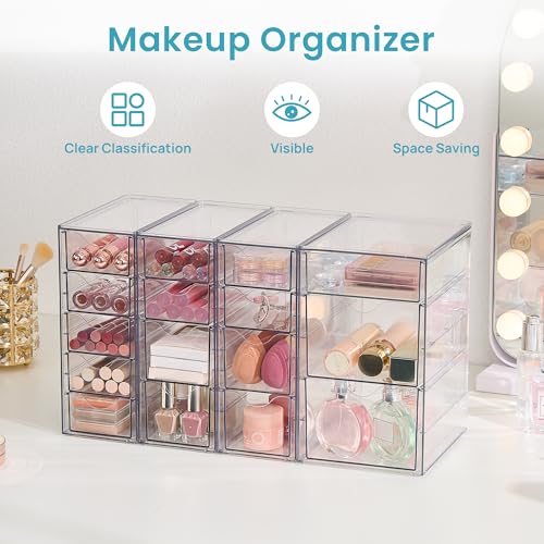 Vtopmart Acrylic Desk Organizer Set with 16 Drawers - Variation B, 4 Pack