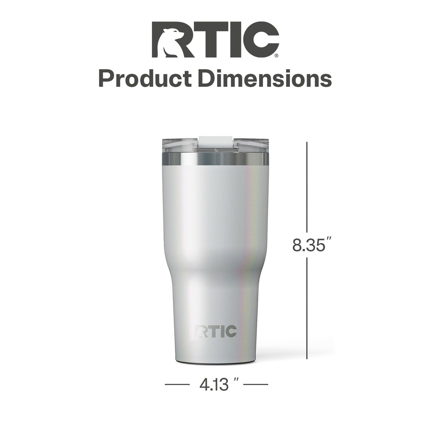 RTIC 30oz Essential Tumbler with Lid, Ceramic Lined, Insulated, Stainless Steel, Metal, Double Wall Vacuum-Insulation, Travel Cup for Iced Coffee, Tea, Hot and Cold Drink, Cool Grey Glitter