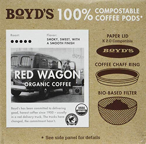 Boyd's Organic Red Wagon Dark Roast Coffee Pods - Keurig Compatible, 72 Count