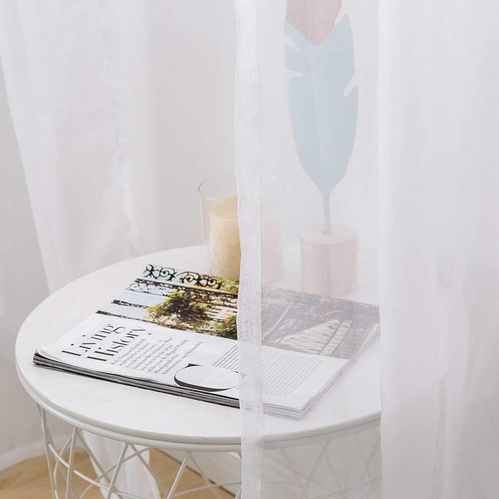 MIULEE White Sheer Window Curtains - Elegant Voile Drapes for Bedroom & Living Room | 54 x 84 Inches