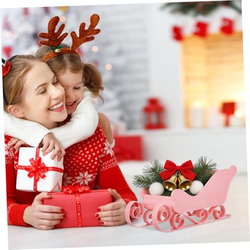 Kichvoe Pink Christmas Santa Sleigh Decoration - Plastic Candy Dish & Table Centerpiece