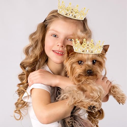 Gold Crown Cake Topper Mini Crown for Bouquets Rhinestones Tiara for Girls Birthday Tiara Cake Decoration for Wedding Birthday Party