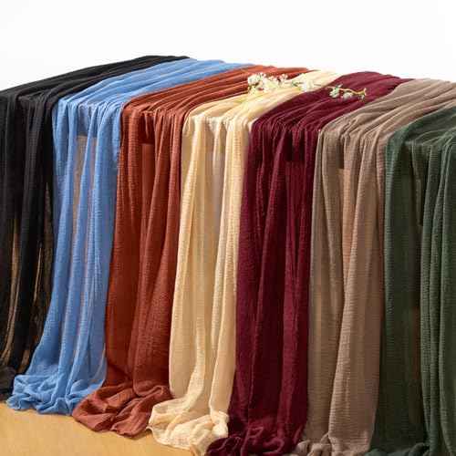 Red Cheesecloth Table Runner Fall Thanksgiving Table Runner 120 inches Red Cheese Cloths for Rustic Wedding Bridal Baby Boy Shower Decor Party Fall Table Centerpiece Christmas