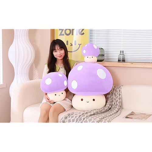 Cute Purple Mushroom Plush Pillow, 3D Soft Mushroom Plushie, Hugging Plush Pillow Gift for Girls & Kids, Home Decor for Christmas & Birthday, 25cm