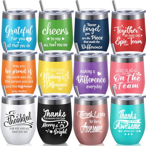 Sieral Thank You Tumbler 12 oz Steel with Lid Straw, Positive Style,