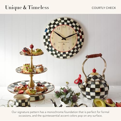 Wall Clock - Black and White Courtly Check Pattern - MacKenzie-Childs - Unique Home Decor