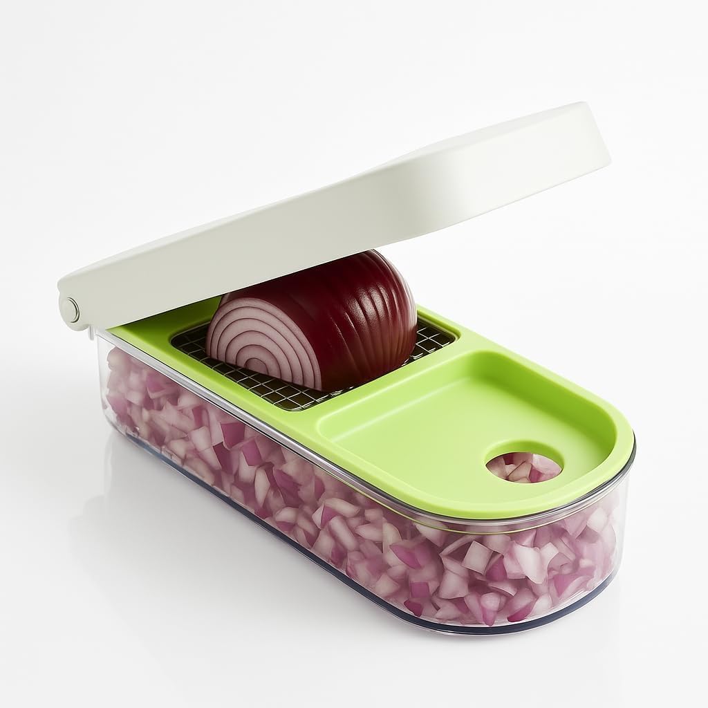 Vidalia Chop Wizard - Vegetable & Fruit Chopper with 2-Cup Base | Stainless Steel Blades, Dishwasher Safe